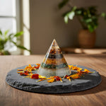 Conical Dhan Yog Pyramid with selenite base healing stone for wealth and prosperity. India’s Largest Puja Accessories Brand- www.satvikstore.in