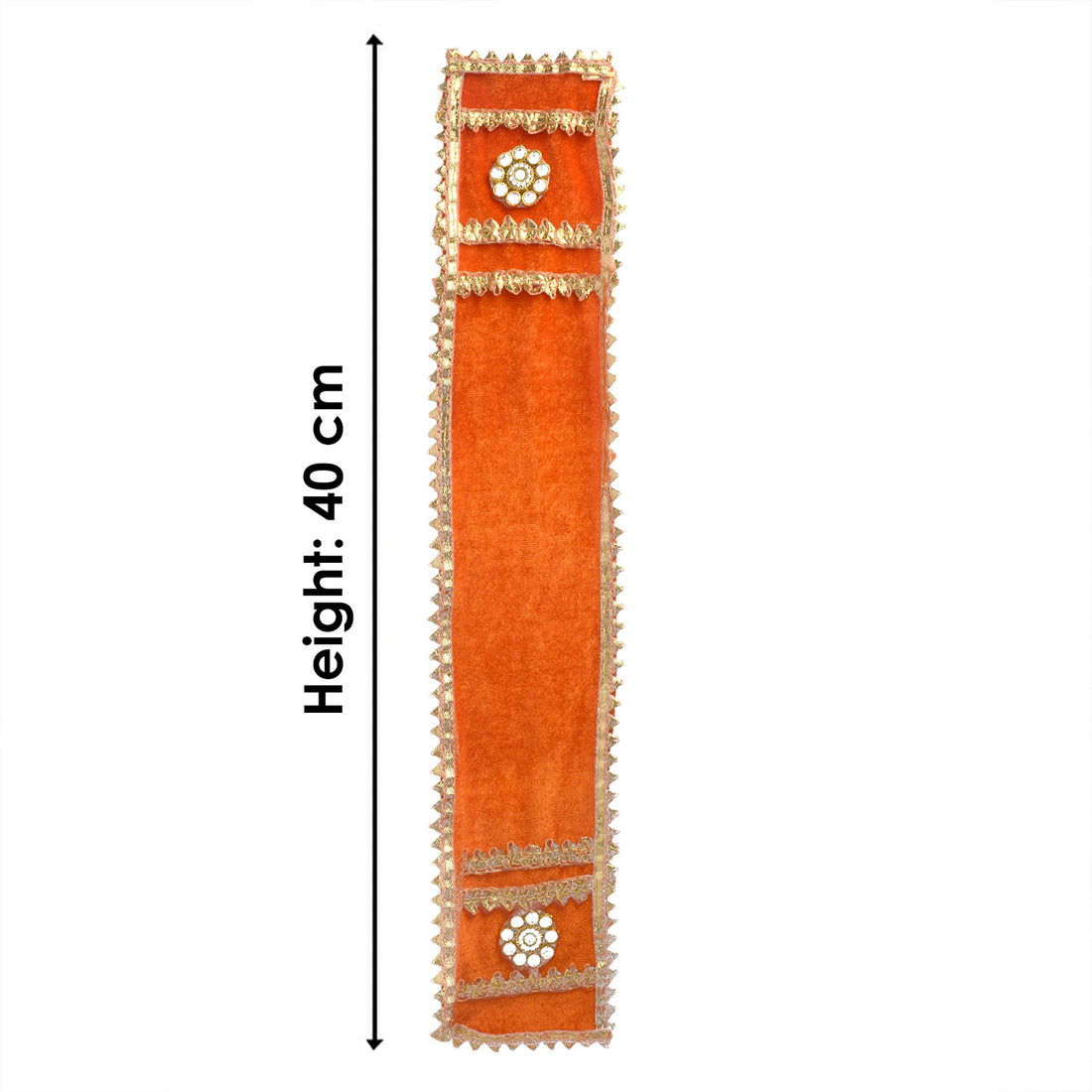 Exclusive Orange Velvet Ganpati Idol Patka with Floral Embellishment
