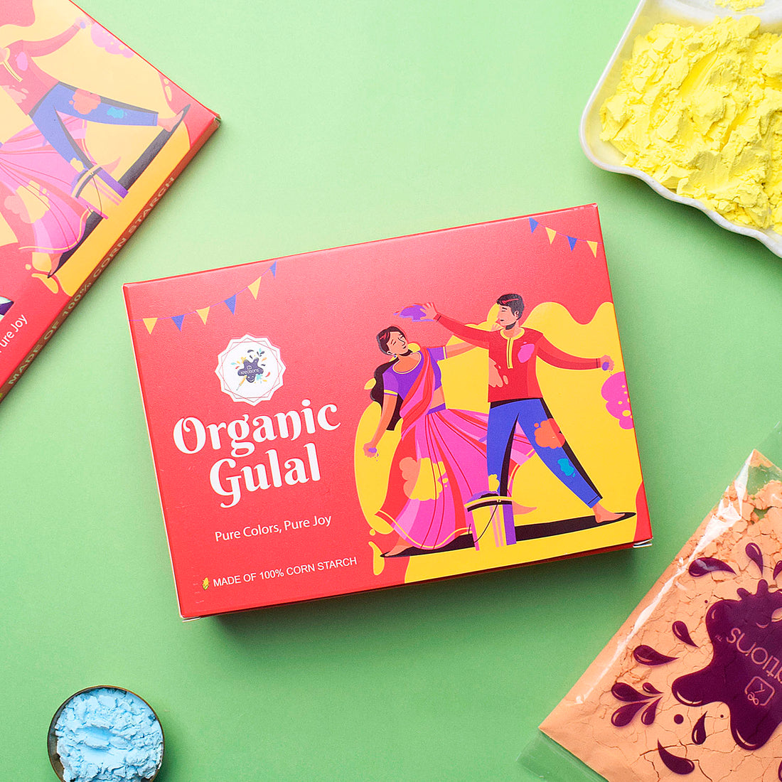 Kreations Organic Gulal Holi Colors set of 3 (Red Pack)