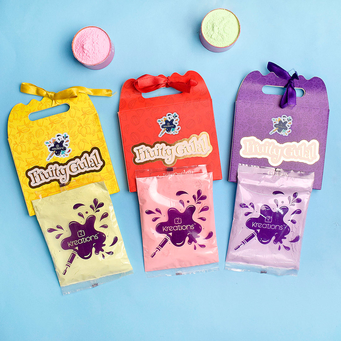 Fruity Gulal 3 Pc Set of Skin Friendly Holi Colors (Assorted)