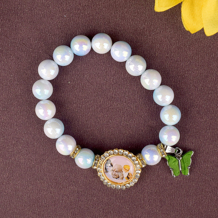 Butterfly Blue & White Shade Bracelet with Jai Guruji Swaroop Handmade Bracelets