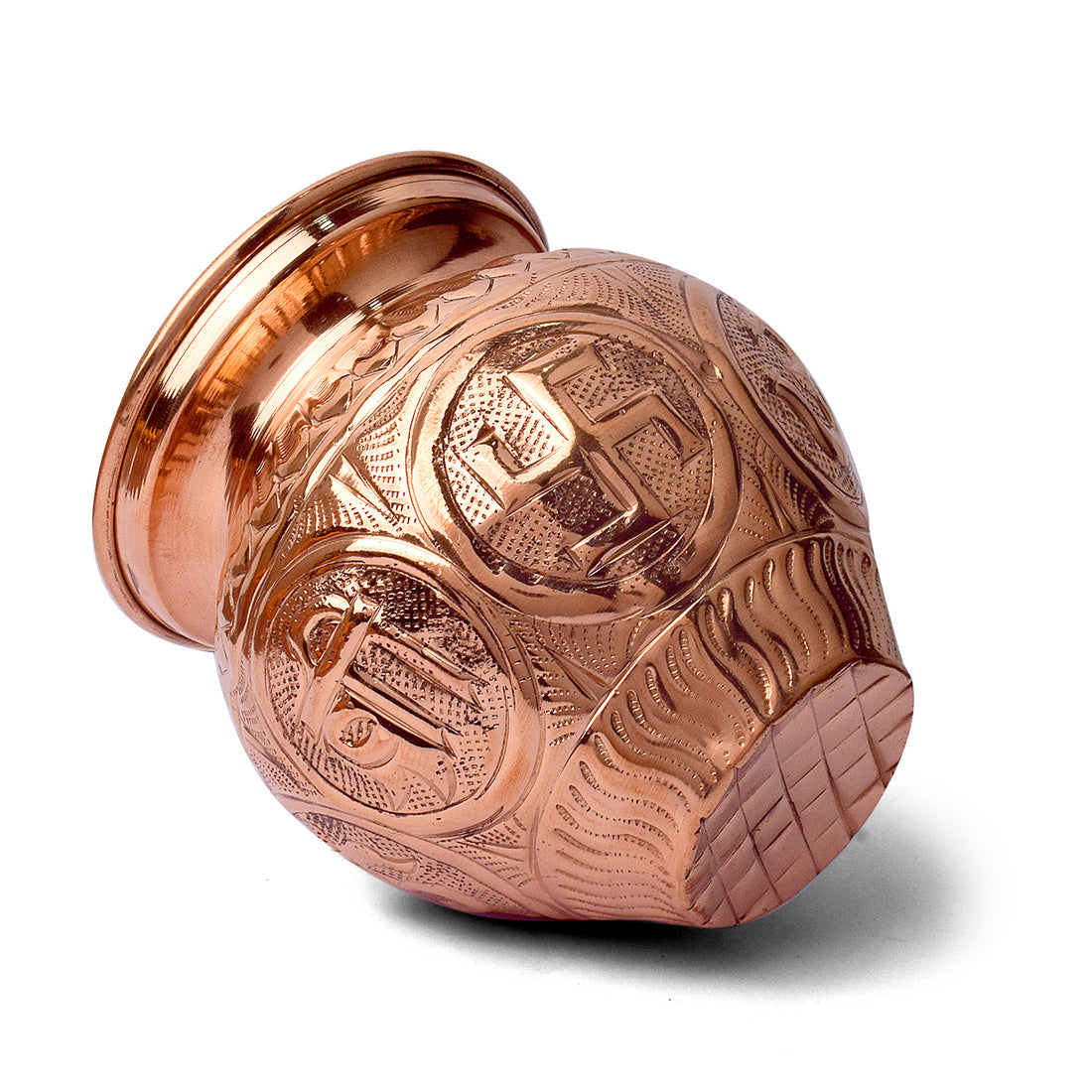 Copper Om Swastik Lota (Available in 3 Sizes)
