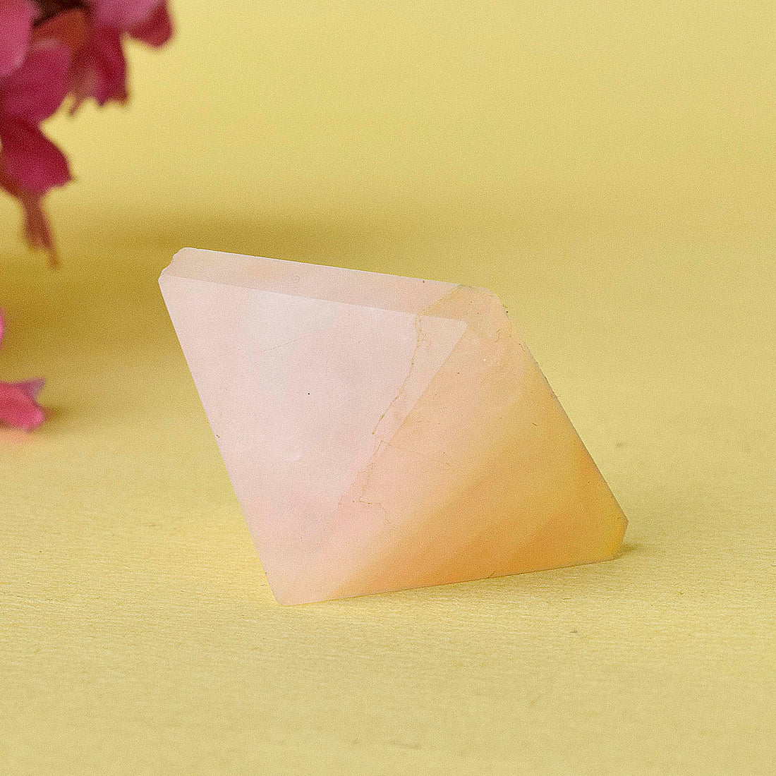 Natural Rose Quartz Reiki Healing and Crystal Healing Stone Pyramid