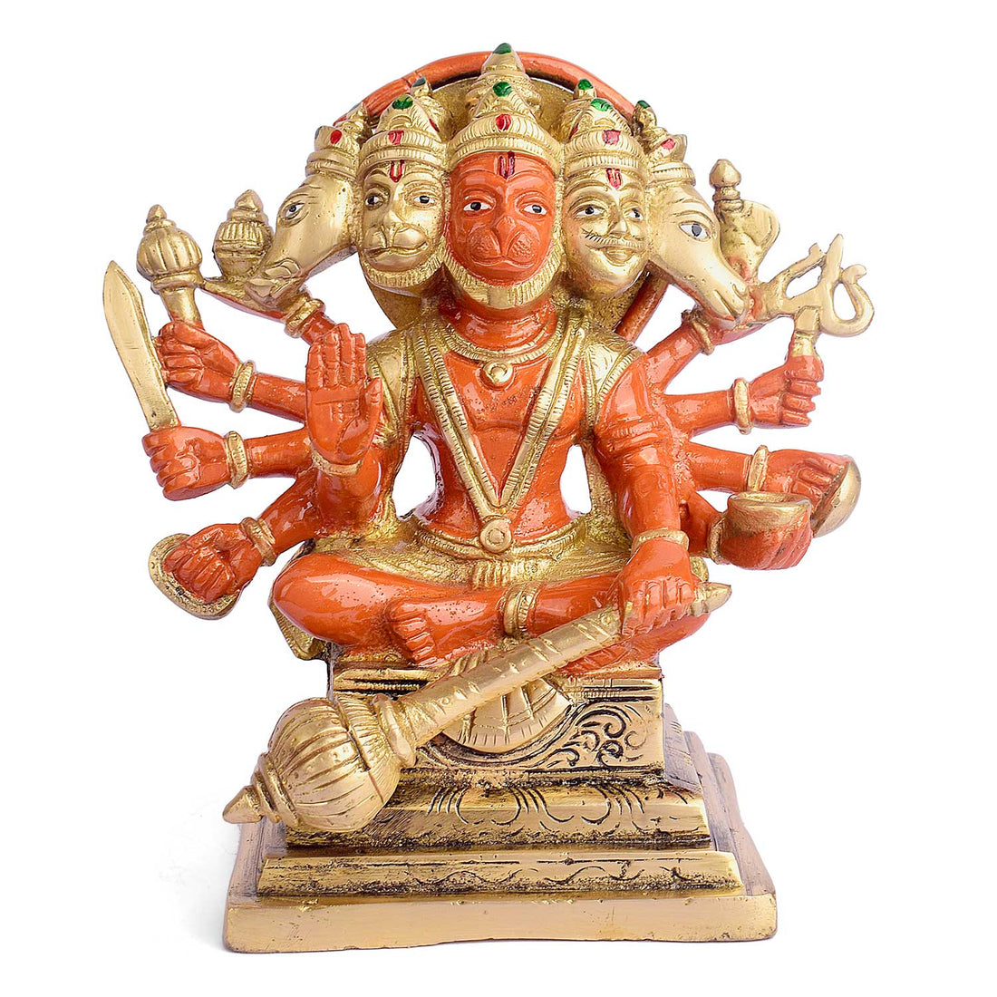 7.1 Inch Panchmukhi Hanuman Brass Idol (Kesari Nandan Statue)