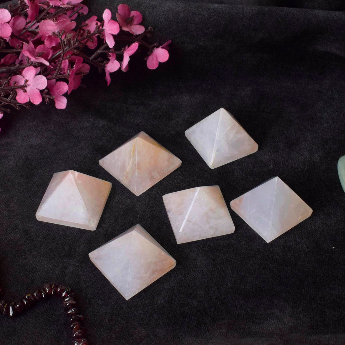 Rose Quartz Reiki Healing and Crystal Healing Stone Pyramid