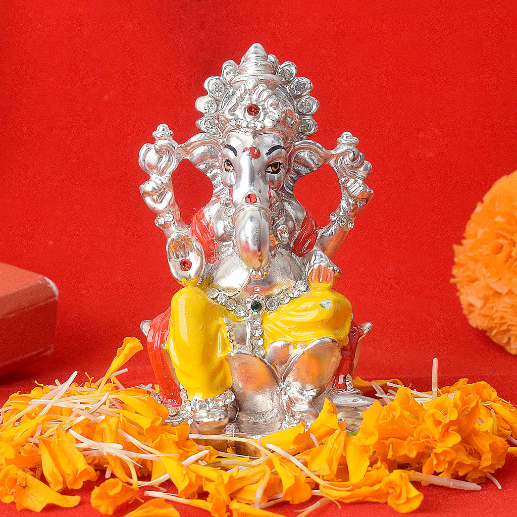 Silver Ganesh Idol Puja Store Online Pooja Items Online Puja Samagri Pooja Store near me www.satvikstore.in