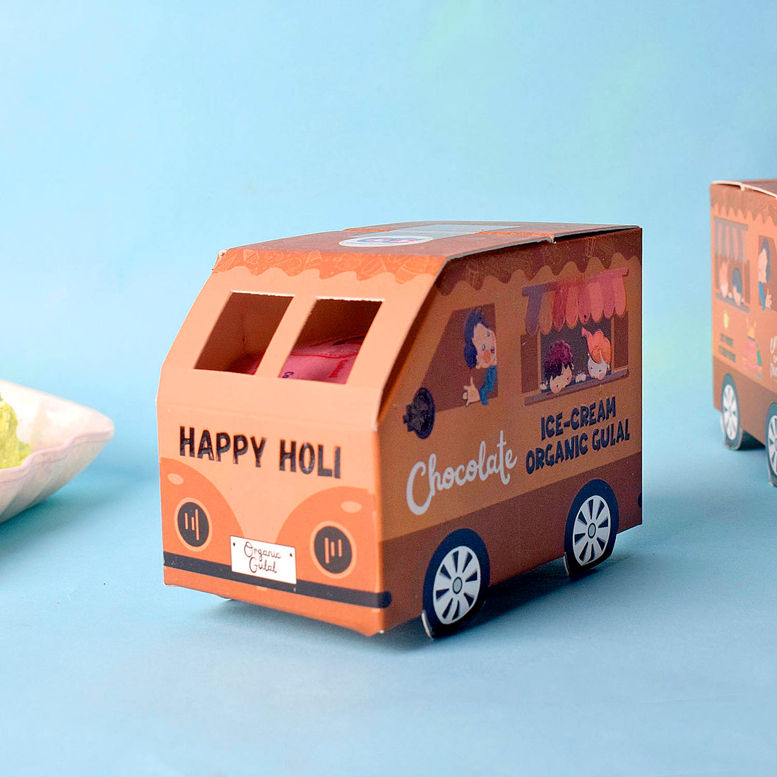 ICE-CREAME Organic Gulal Holi Colors Set of 10 with with Distinctive Car Box Packaging