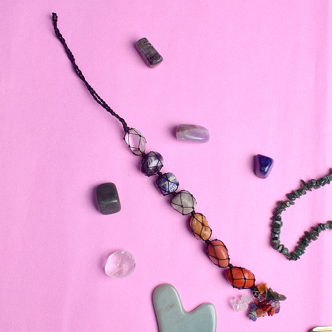 7 Chakra Tumble Stone Crystal Hanging Seven Chakra Wall Hanging