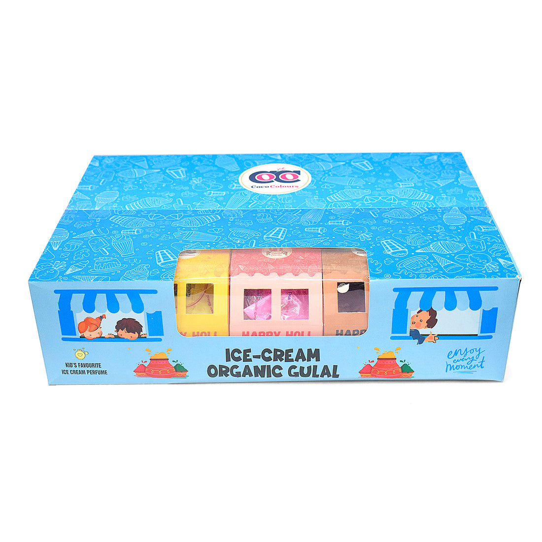 ICE-CREAME Organic Gulal Holi Colors Set of 10 with with Distinctive Car Box Packaging
