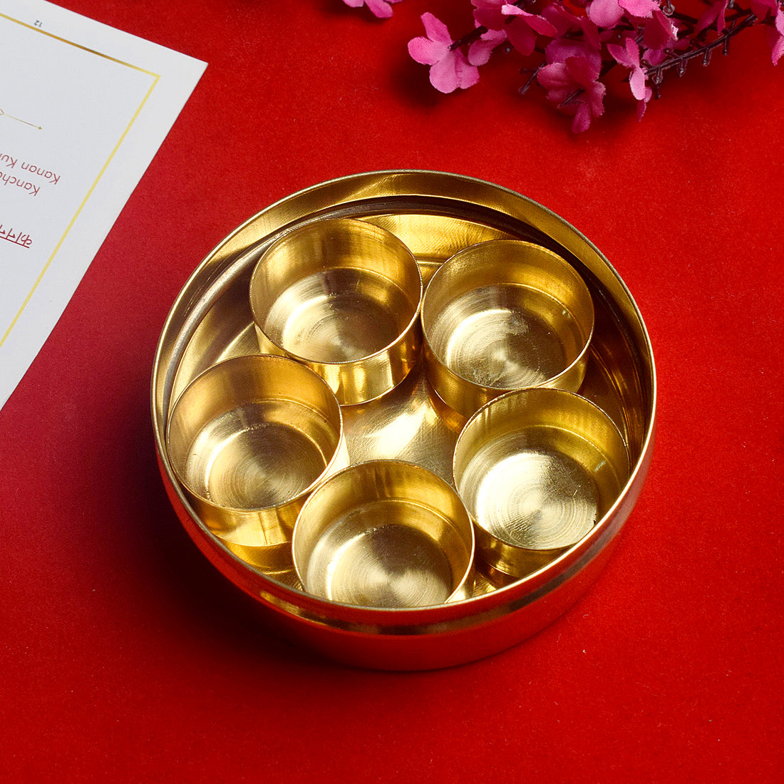 Brass Pooja Samagridaan (5 Containers)