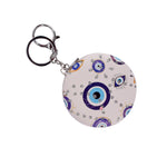 Round Evil Eye Keychain with Foldable Mirror