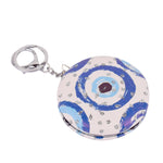 Round Evil Eye Keychain with Handy Foldable Mirror