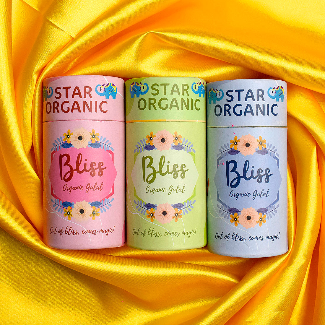 Bliss Organic Gulal Holi Colors Set of 3