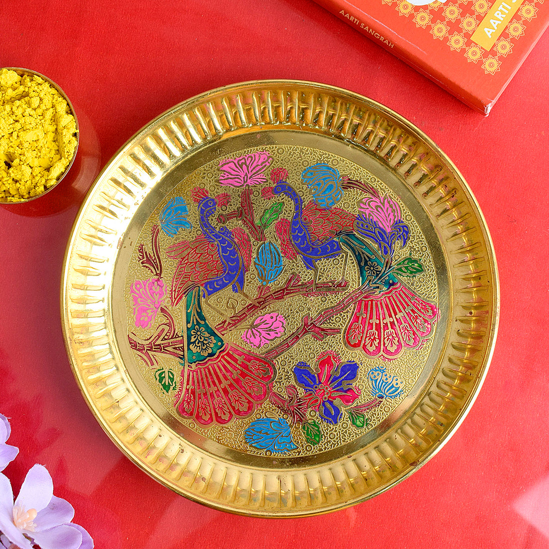 Decorative Brass Peacock Thali