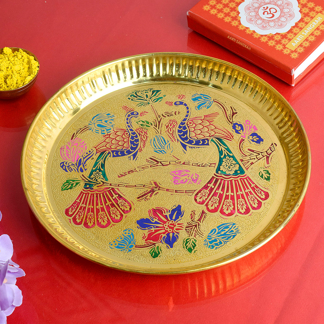 Decorative Brass Peacock Thali