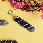 Natural Sodalite Wire Wrapped Crystal Stone Pendant