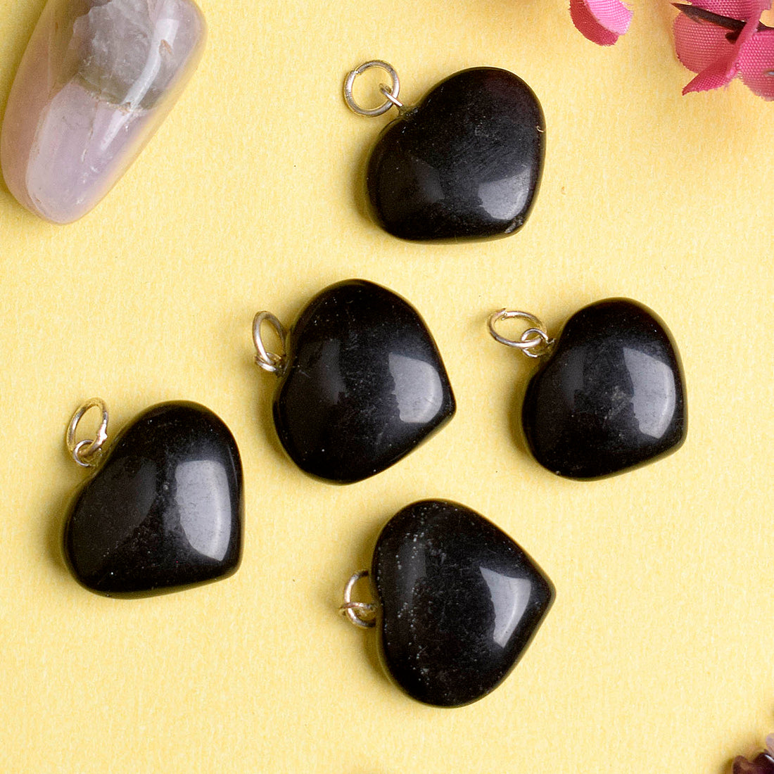 Natural Black Tourmaline Pendant Heart Shape Crystal Stone Pendant