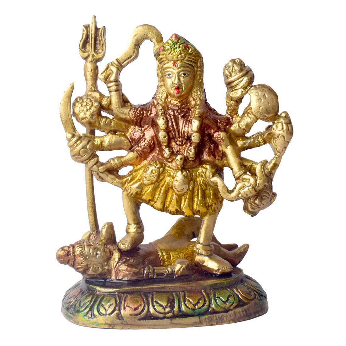 Embrace the divine power and energy of Kali Mata with this intricately handcrafted 6-inch Brass Kali Mata Idol. Known as the goddess of destruction, transformation, and liberation, Kali Mata represents the removal of negativity and the triumph of good over evil.