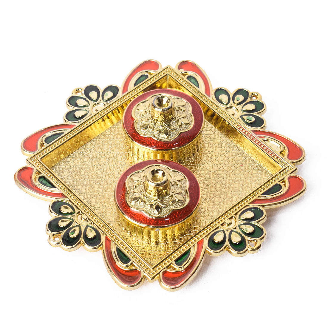 Kumkum Holder Adorned with Intricate Traditional Patterns
