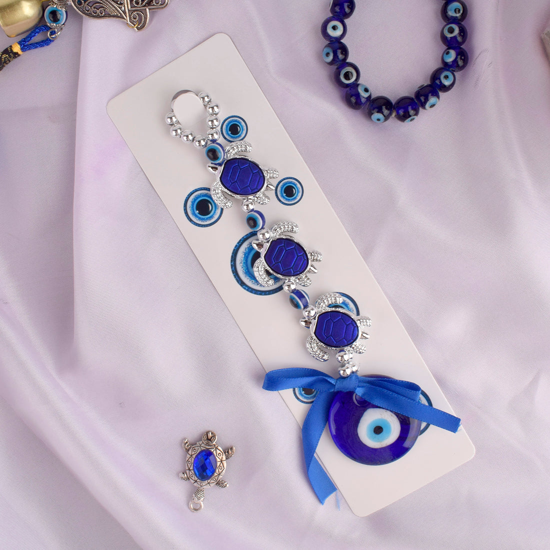 Blue Three-Turtle Evil Eye Hanging for Car, Door, or Office