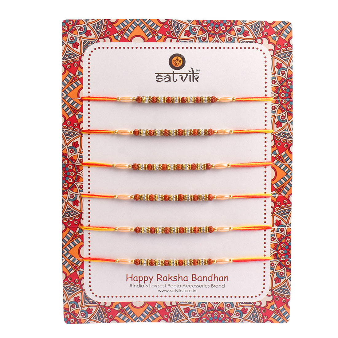 Beautiful Beaded Rudraksha Rakhi Set (Pack of 6)