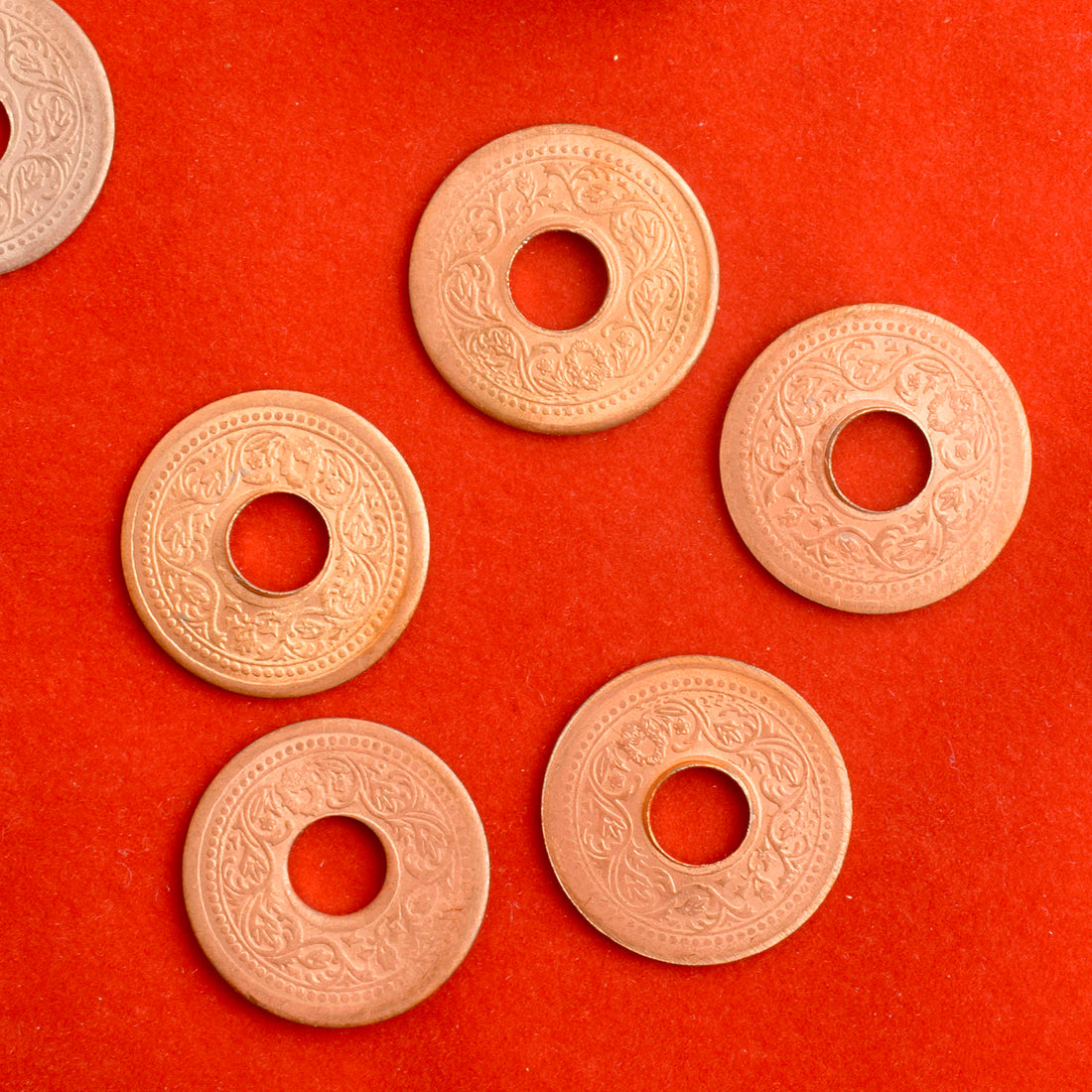 Nepali Copper Coin/Sikka with Hole (Pack of 5)