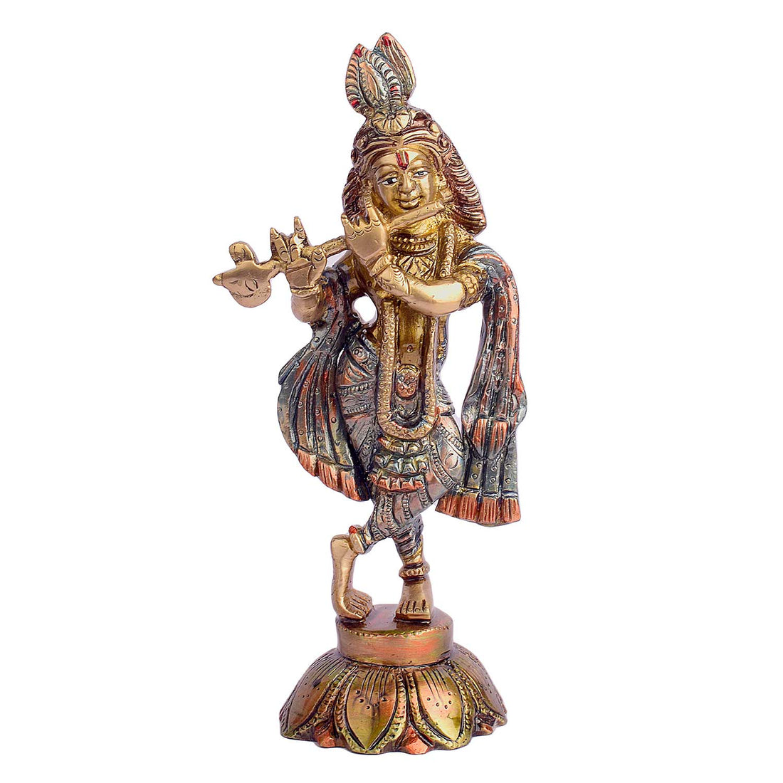 7.5 Inch Lord Krishna Brass Idol | Kanha Brass Murti