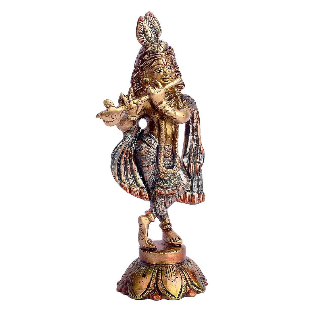 7.5 Inch Lord Krishna Brass Idol | Kanha Brass Murti