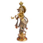 15 Inch Religious Lord Large Krishna God Brass Statue