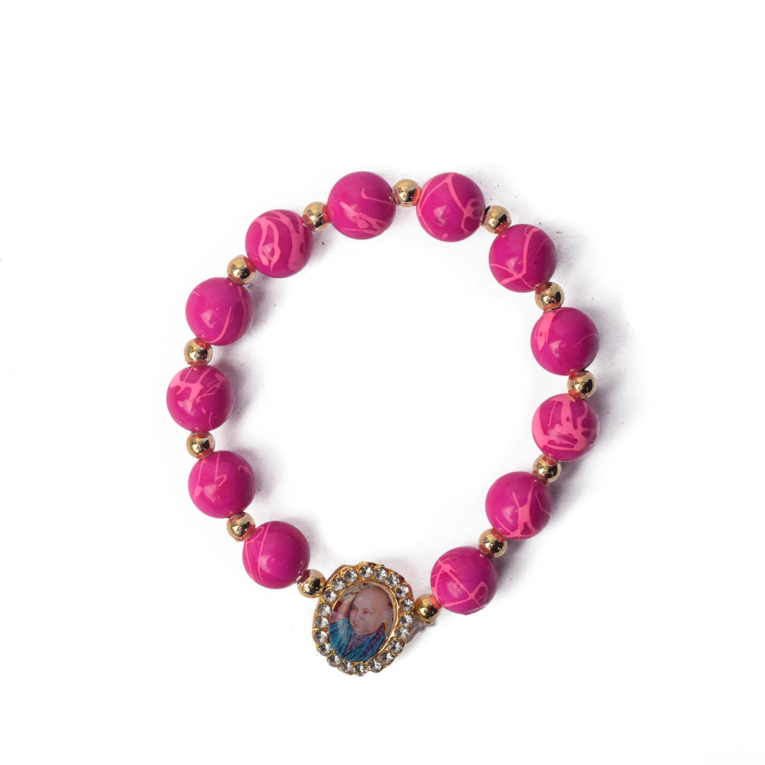 Round Pearl Bracelet with Jai Guruji Swaroop Handmade Bracelets for Men and Women