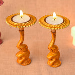 Multicolor Elephant Diya Metal Table Dia Laxmi Candle Tea Light Holder (Pack of 2)