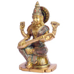 8.7 Inch Divine Brass Saraswati Maa Idol | Goddess Statue