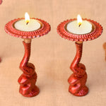 Multicolor Elephant Diya Metal Table Dia Laxmi Candle Tea Light Holder (Pack of 2)