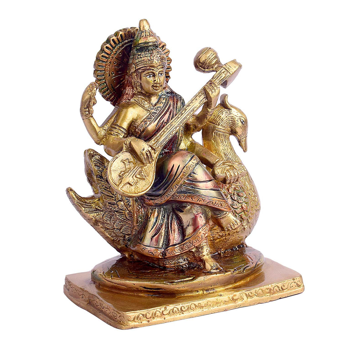 7.3 Inch Goddess Saraswati Mata Brass Idol