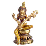 12 Inch Saraswati Mata Brass Idol / Goddess Saraswati
