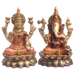 5.6 Inch Graceful Brass Lakshmi Ganesh Statue