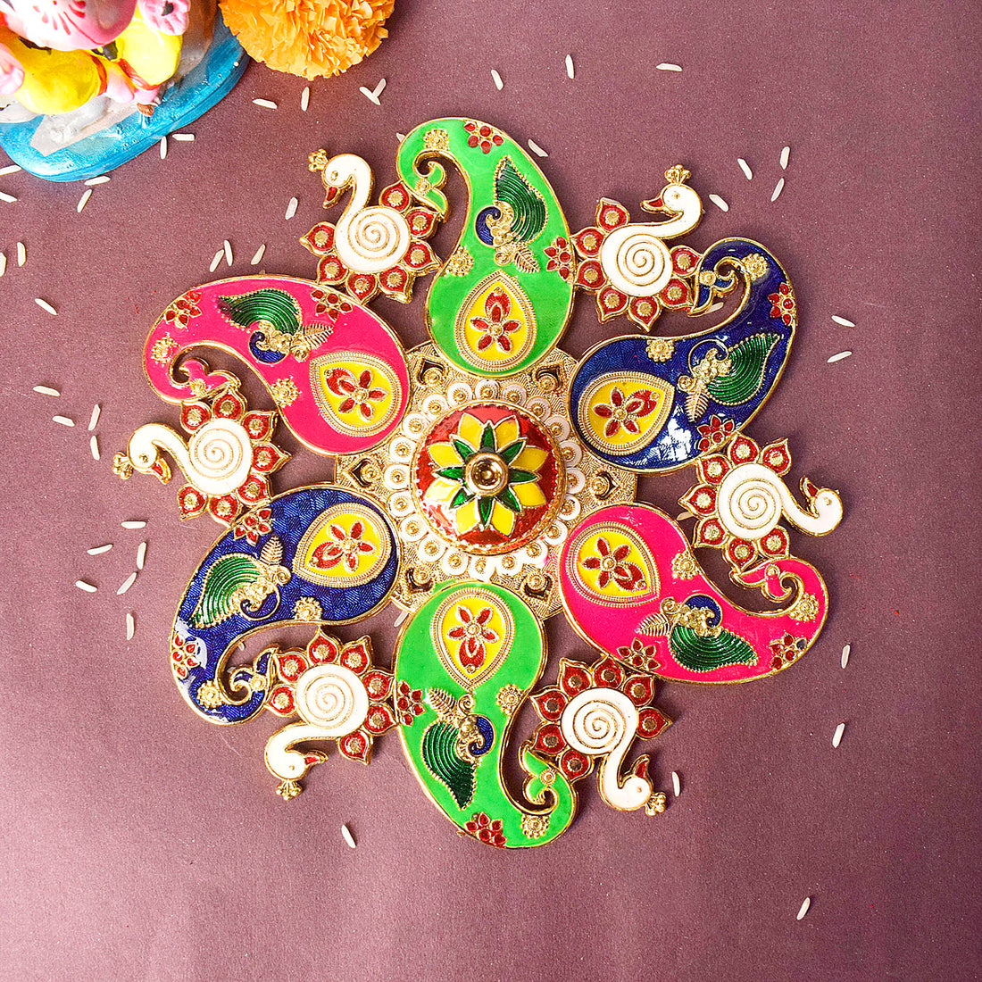 Kumkum Holder Featuring Artistic Rangoli Design