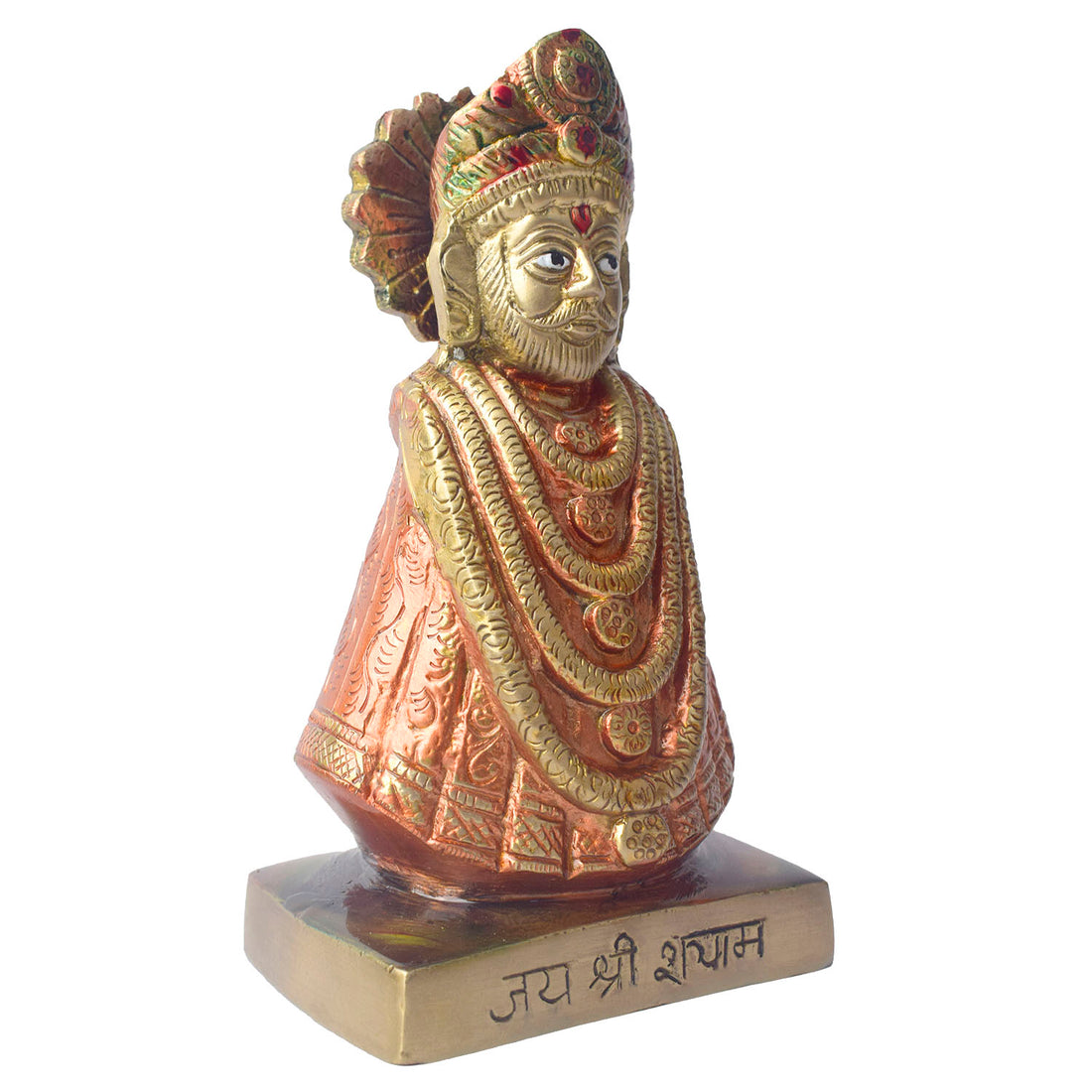 This 6.3-inch Khatu Shyam idol is a symbol of divine grace, devotion, and spiritual protection. Crafted with exquisite detail, it beautifully captures the serene expression of Lord Khatu Shyam, a revered deity known for bestowing blessings of prosperity, health, and happiness upon his devotees.