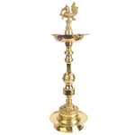 19 Inch 1 Step Embossed Peacock Kerala Stand Deepam