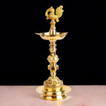 11 Inch 1 Step Embossed Peacock Kerala Stand Diya
