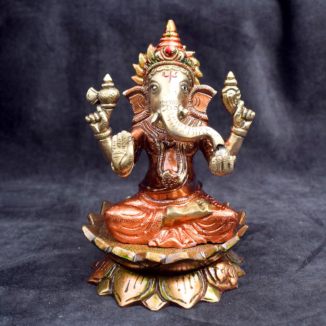 6.1 Inch Sacred Brass Lakshmi Ganesh Idol for Home Temple
