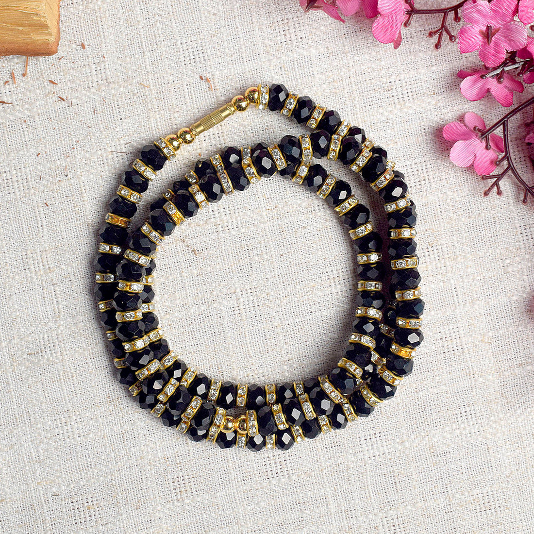 Luminous Tokens Beaded Neck Mala for Spiritual Upliftment