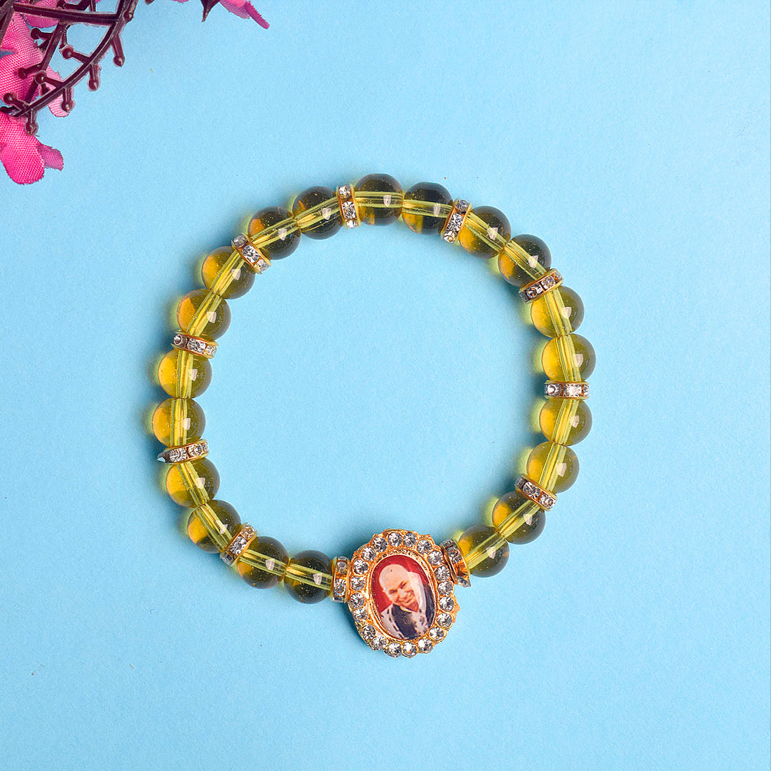 Round Pearl Bracelet with Jai Guruji Swaroop Handmade Bracelets for Men and Women