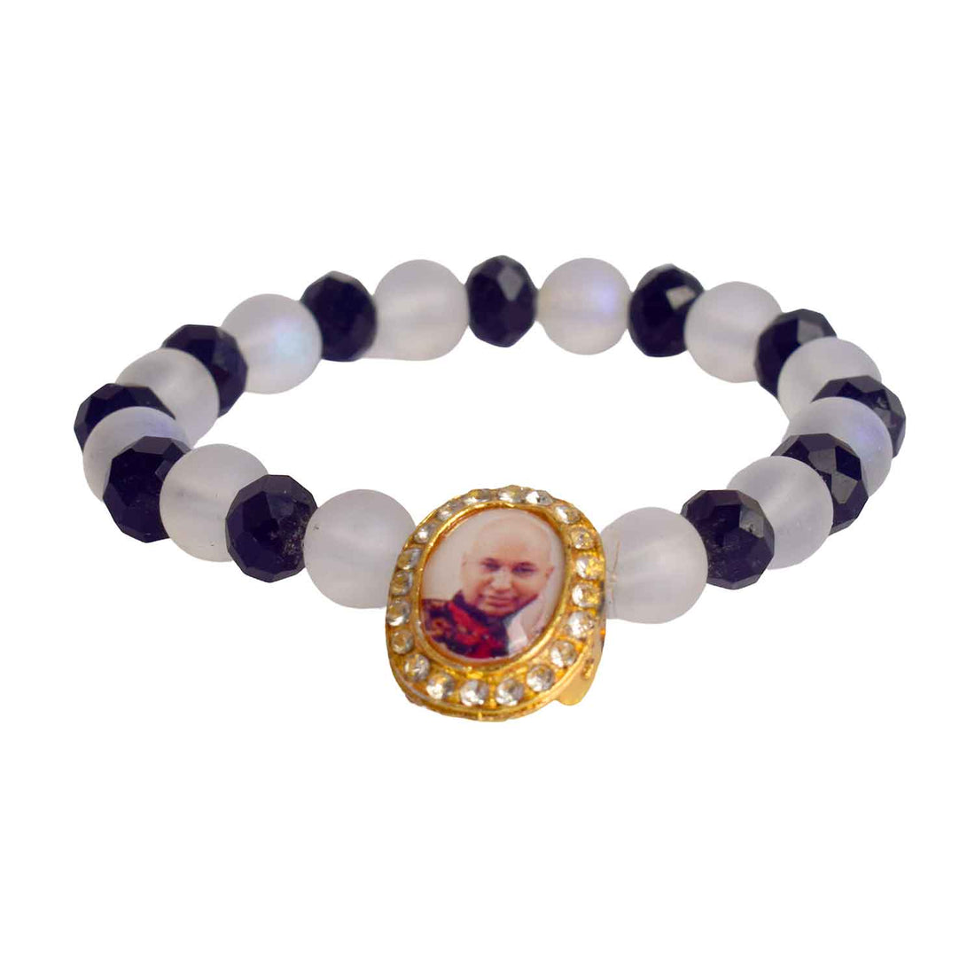 Elegant White & Black Beads – Guruji Swaroop Bracelet