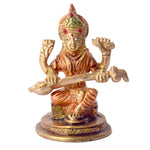 3.7 Inch Exquisite Handcrafted Brass Saraswati Idol