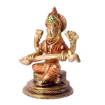 3.7 Inch Exquisite Handcrafted Brass Saraswati Idol