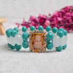Guru Ji Maharaj Swaroop Sky Blue Beads Artisan Bracelets for Men and Women