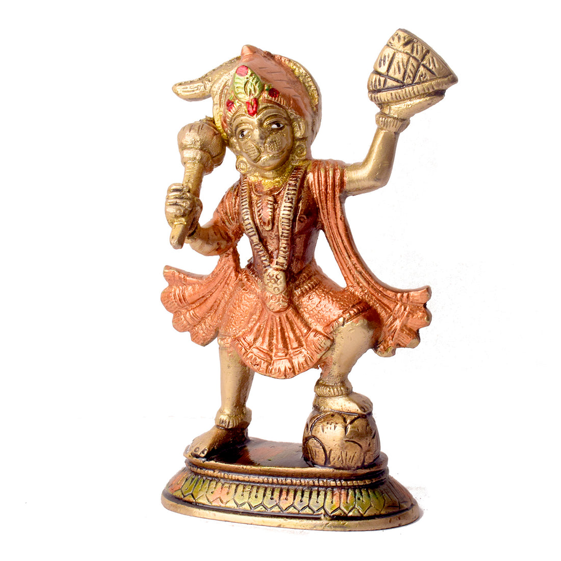 5.5 Inch Radiant Colored Brass Sanjivani Hanuman Idol