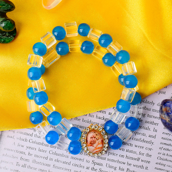 Soulful Strands Sky Blue and White Guru Ji Bracelets