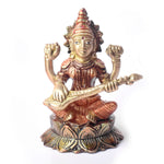 4.7 Inch Spiritual Goddess Brass Saraswati Statue for Divine Energy